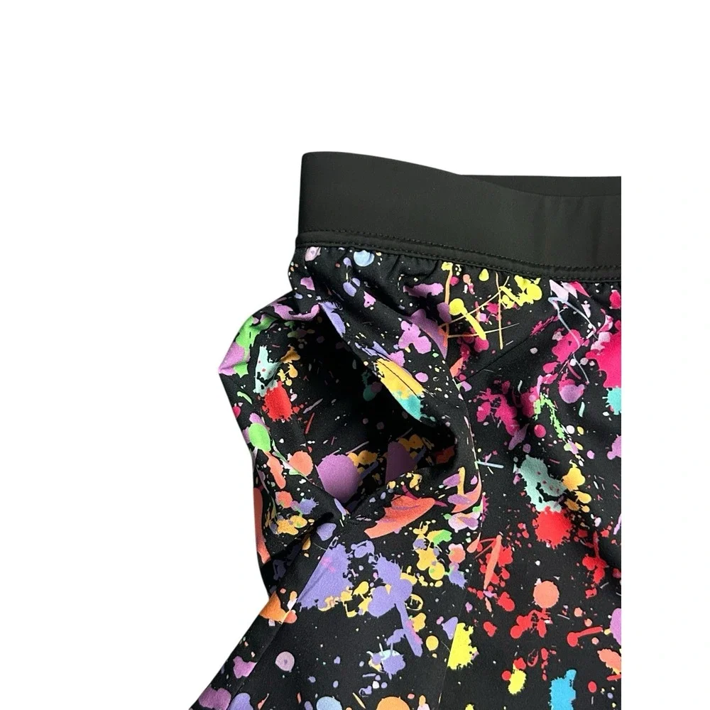 Tachuntfish THF Athletic Shorts Neon Paint  Splatter Men's Large Performance Gym